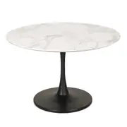 Raimon Furniture Cecil Round Dining Table Marble Effect 120cm - Matte Black Frame - White Sevella