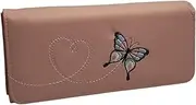 [SNHIDE] Bifold Genuine Leather Women Wallet Purse with Button, Girls Purse with Pockets for Coins, Cards and Notes (Pink)