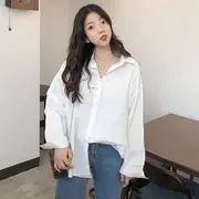 Plain Oversized Shirt White - One Size