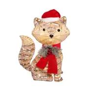 Holiday Living 18-in LED Rattan Fox with Christmas Hat Yard Decoration