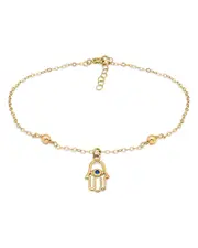 Aqua Blue Pave Hamsa Hand Ankle Bracelet - Exclusive