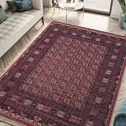 Hallway Rugs Non Slip Kitchen Runner Mat Front Door Entryway Bedroom Washable Soft Area Low Pile Rugs Retro Old Ethnic Style Red, 80 x 150 cm