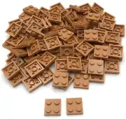 Lego 100 New Medium Nougat Plates 2 x 2 Stud Plates