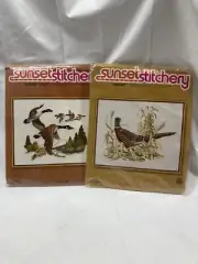 Vintage Sunset Stitchery Pheasant 2459 & Autumn Flight 2455 New ￼