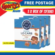 AUSSIE BODIES FX LO CARB PROTEIN BARS 3 BOXES OF 12 (36 X 30G) SALTED CARAMEL