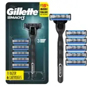 Gillette Mach3 Men's 1 Razor + 6 Cartridges Blade Refills*BRAND NEW*FREE SHIP*