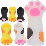 HONMEET 6pcs Cat Paw Cuticle Nipper Covers Nail Art Tools Silicone Scissor Cap Protective Manicure Tool Cover
