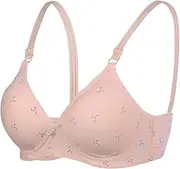 [ANRIO] Cotton Push Up Bras for Seniors Wireless Thin Cup Bralettes Women Everyday Large Bust Sports Bra Underwear (Color : Shrimp red, Size : 100/44B)