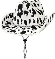[NEZIH] Cow Print Cowboy Hat, White/Black