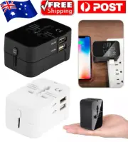 Universal Travel Adapter 2 USB Worldwide International Wall Charger AC Plug