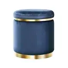 Ottoman Foot Stool Round Velvet Navy