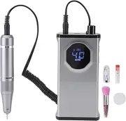 Electric drilling drill of 40000 rpm for professional and domestic use with dust brush and peaks, set of lime for rechargeable nails for women and beginners (grey)