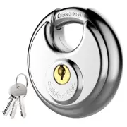 Keyed Padlock, Stainless Steel Discus Locker Lock Heavy Duty Locks with 3 Key...
