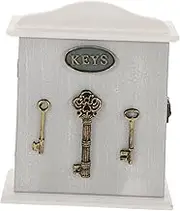 TEMPNAP Box Key Box Household Tags Rustic Security Holder Decoration Key Holder Entryway Rack Hooks for Keys Holder Mount Wall Hang Entrance Large Storage Vintage Decorative White Wood