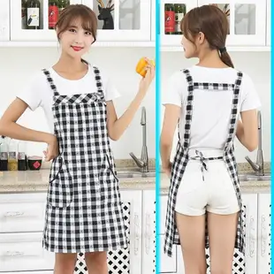 2021新款圍裙女家用廚房夏季薄款工作服透氣網紅日式棉麻做飯圍腰