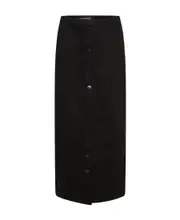 Raf Simons Logo Patch Buttoned-Up Denim Midi Skirt FR34,FR36 Black