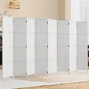 Artiss 8 Panel Room Divider, Folding Wooden Privacy Portable Screen Shelf Dividers Partition Wall Screens Home Pet Child Indoor Balcony Bedroom Furniture, Separator Water-Resistant White