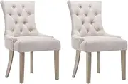 Dining Chairs Set of 2 Linen French Provincial Beige Modern Home Furniture