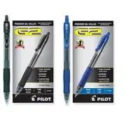 Pilot G2 Retractable Premium Gel Ink Roller-Ball Pens Fine Pt Black & Blue
