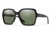 Smith Flare Ladies Oversized Sunglasses in Black/ChromaPop Polarized Gray Green