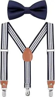 [Welrog] Child Kids Suspender Bowtie Sets - Y Shape Adjustable Suspender with Silk Bowties Gift Idea for Boys and Girls