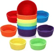 Maxcheck 12 Pcs Basket Set Rainbow Storage Basket Set for Kids Woven Colored Storage Baskets for Organizing Toy Small Items Playroom Classroom Nursery Decor, 8 x 3 Inches
