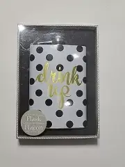 Polka Dot "Drink Up" Stainless Steel Hip Flask 8 Oz