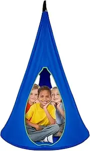 Sorbus Pod Swing for Kids - Durable Hanging Hammock Chair w/Adjustable Rope - 2 Windows & 1 Entrance - Tree Tent Sensory Swing for Kids Indoor Outdoor Use - 250lbs Sturdy Nest Swing - (40", Blue)