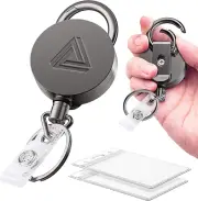 2 Pack Heavy Duty Metal Retractable Badge Holder Reel with Belt Clip Key Ring an