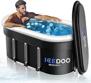 Wxtkkom Upgraded 132 Gal XXL Large Oval Ice Bath with Air Ring, Multi-Layered Portable Cold Plunge Tub for Athletes, Foldable & Inflatable Full-Body Cold Tub Recovery at Home, Outdoors,Gym Use