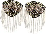[SAFIGLE] Elegant Tassel Epaulettes Shoulder Chain Rhinestone Tassels Fashionable Shoulder Patches for Jackets