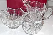 NEW Gorham Lotus Crystal Sugar & Creamer Set Germany Serving Sweet Clear