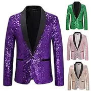 Disco 1980s Suits Blazers Lapel Collar Blazer Peak Lapel Normal Disco Sequins Men's Halloween Masquerade Party Club Pride Parade Adults' Coat Fall Winter