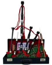 Highland Rosewood Bagpipe For Sale Black Finish With Tara Murphy Tartan Cover