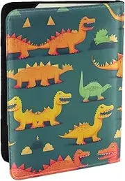[GaxfjRu] Many Small Dinosaur Print Leather Passport Holder Covers Case, Waterproof Travel Wallet Passport Holder for Women Men, Black, One Size