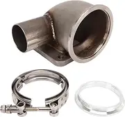 Turbo Elbow Adapter Flange, V Band 90 Degree Turbo Elbow Adapter, 3in V Band Turbo Elbow Adapter 90 Degree Flange Tube Kit with Flange Clamp for T3 T4 Turbine