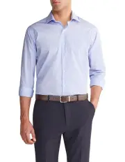 [Van Heusen] Tailored Mini Check Long Sleeves Shirt in Lilac