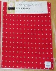Valentine's Day Red White Hearts Fabric Table Runner 13" x 72" NWT Love Hearts