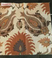 BRUNSCHWIG & FILS Kashmiri in Hazelnut 18 x 18 1/2" Linen Fabric Sample