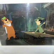 Vtg Yogi Bear & Ranger Smith Original Signed Framed Production Cel Hanna Barbera