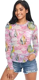 [RPLIFE] Tropical Fish Pastel Long Sleeve Mesh Top, Mesh Rave Top S-XXL