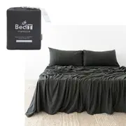 BedT Organica Jersey Cotton-Blend Sheet Set Charcoal (Single, King Single, Double, Queen, King)