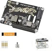 PCIe to M.2 Adapter with PoE Function HAT+ Compatible with RPi 5, Pi 5 NVMe PoE HAT Support NVMe M.2 Solid State Drive SSD 2230/2242/2260/2280, High-Speed Reading/Writing