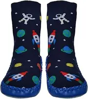 [WB SOCKS] Space Design Boys Moccasin - Non Slip shoe socks