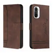 Gangxun Case for Xiaomi POCO F3 Magnetic Closure Card Slots Cover Durable with Hand Strap Compatible with Xiaomi POCO F3 Brown
