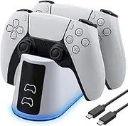 eSynic PS5 Controller Charger Dock Charging Station PlayStation 5 Dual Sense Controller Charger 2.5H Fast Charging Dock with Backlight and LED Light Indicators for Dual Sony Dual Edge PS5 Controller