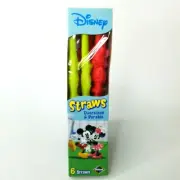 6 Disney Diamond Oversized Durable Straws Mickey Minnie Goofy NEW
