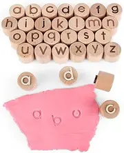 Monteludus Alphabet Playdough Stamps for Kids, Lowercase Clay Letter Stamps for Toddler, Playdough Bulk Pack Classroom, Montessori Toys for 3 Year Old