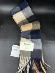 Barbour Large Tattersall Lambswool Scarf In Autumn Dress