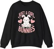 [X.Style] Just a Girl Who Loves Bunnies Rabbit Cute Bunny ds012 Sweater Black XL